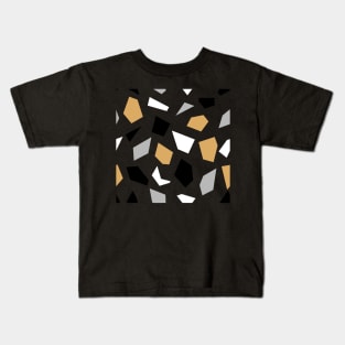 Gold, black, white and grey mosaic seamless repeat pattern image. Kids T-Shirt